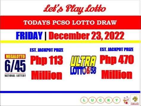 PCSO Lotto Result December 23, 2022 .